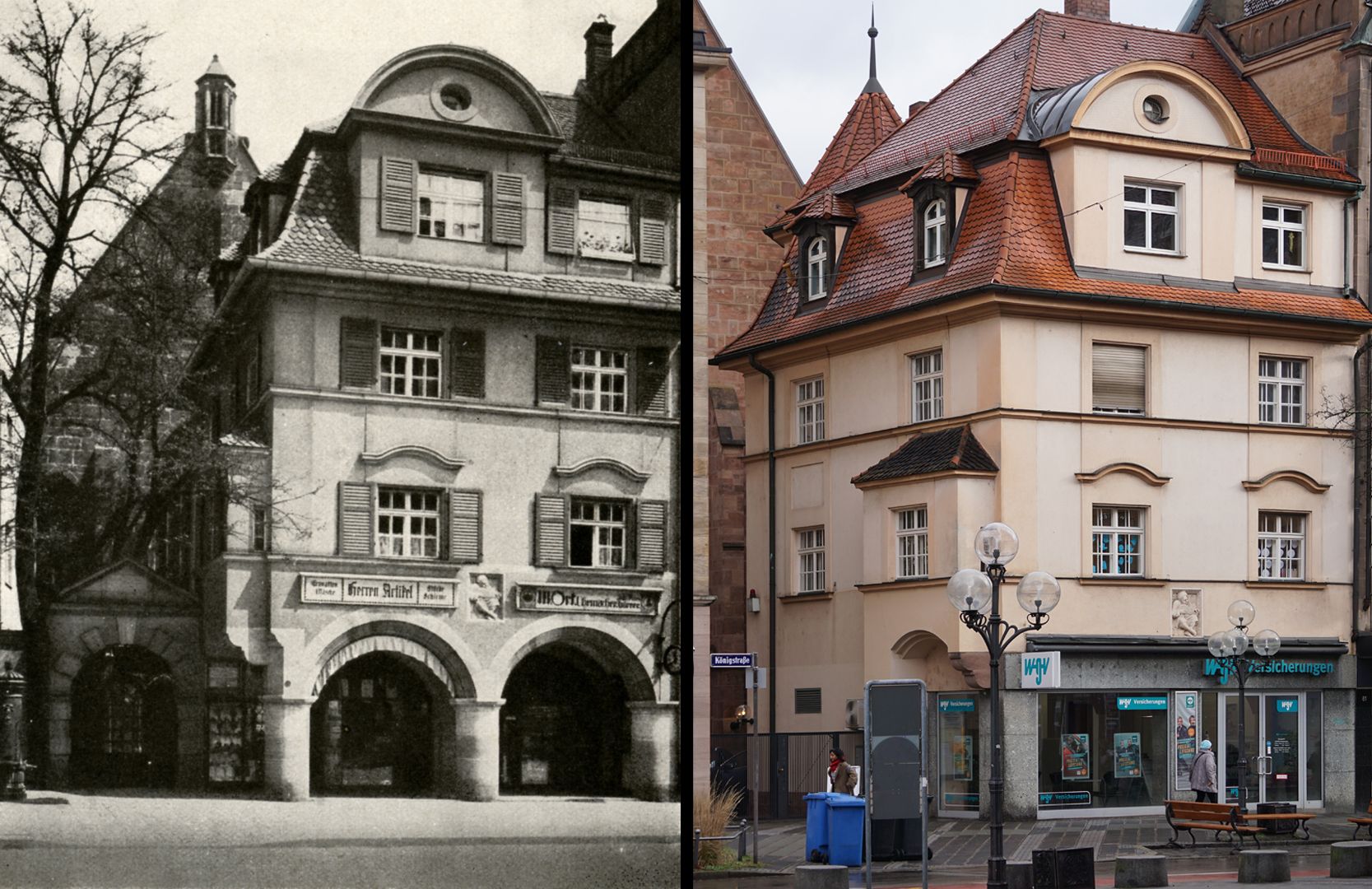 Pfarrhaus von St. Martha Historische Aufnahme (Otto Schulz, Friedrich Ernst Hübsch Verlag, 1929) und der heutige Zustand