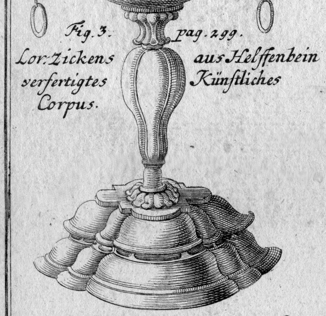 Gedrechselte Sachen Detailansicht des Fußes von der Fig. 3