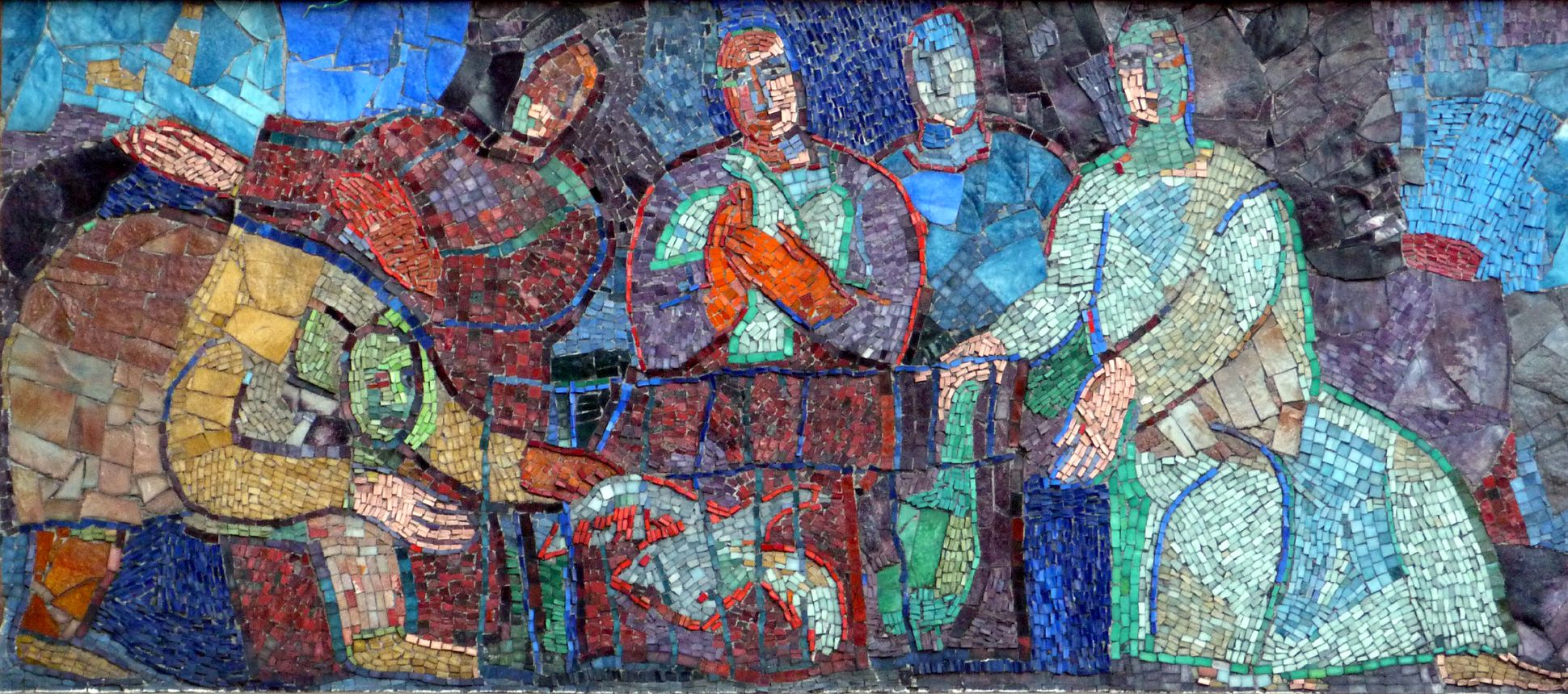 Mosaik am Hauptmarkt in Nürnberg "Entflohene Gans kommt in einen Käfig..."