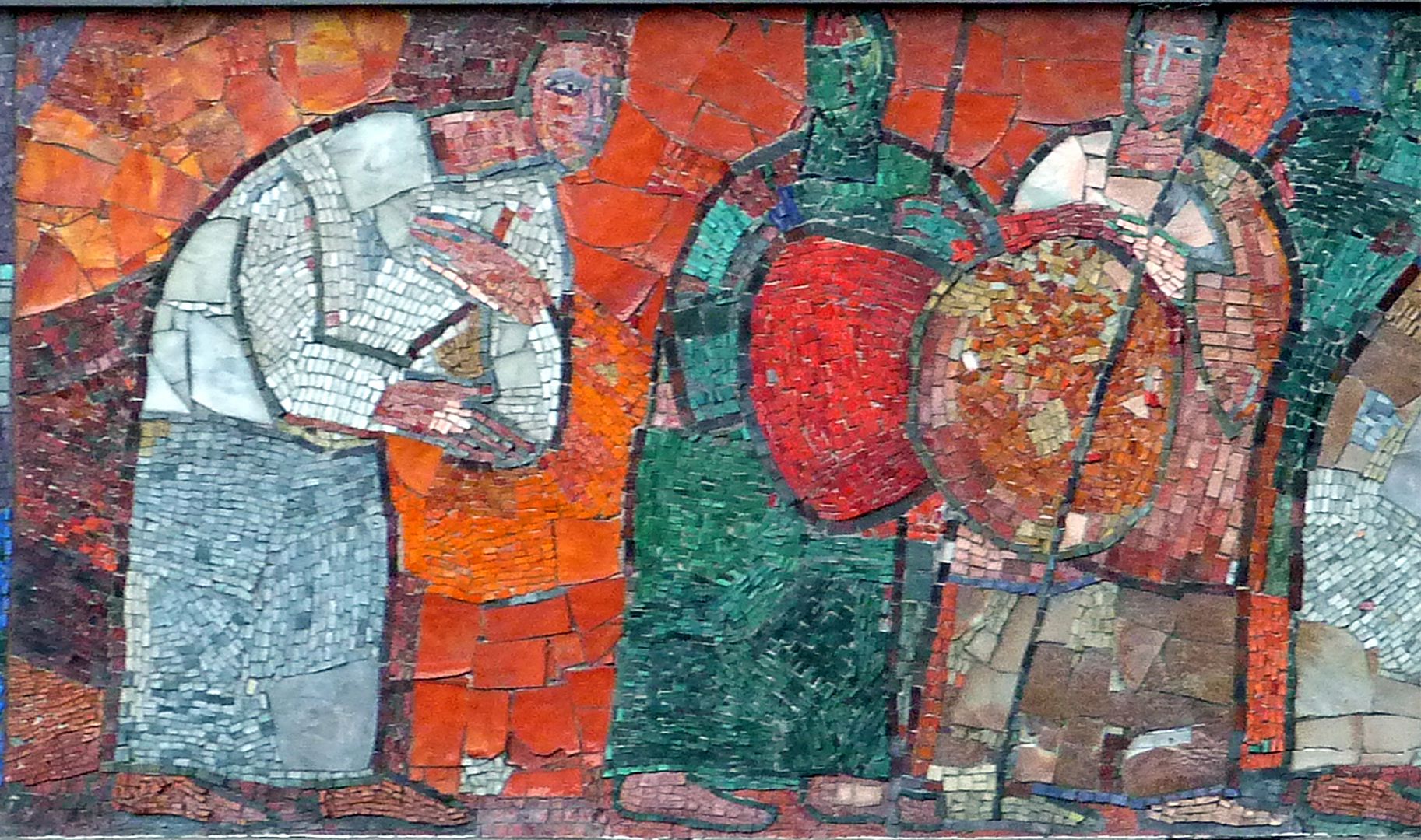 Mosaik am Hauptmarkt in Nürnberg Käufer und Händler