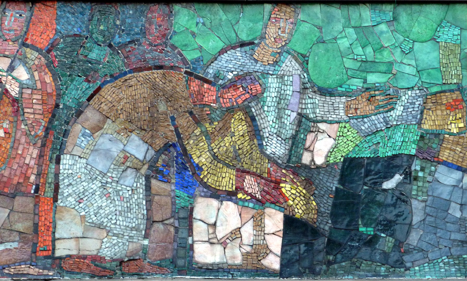 Mosaik am Hauptmarkt in Nürnberg Händler