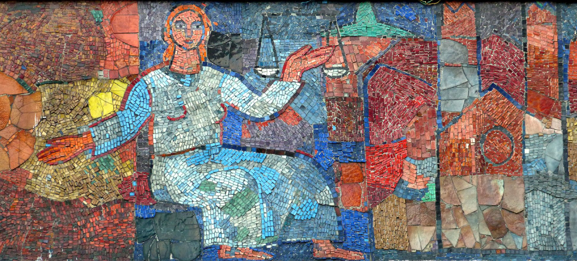 Mosaik am Hauptmarkt in Nürnberg Die "Noris" mit Waage und Nürnberger Bauten