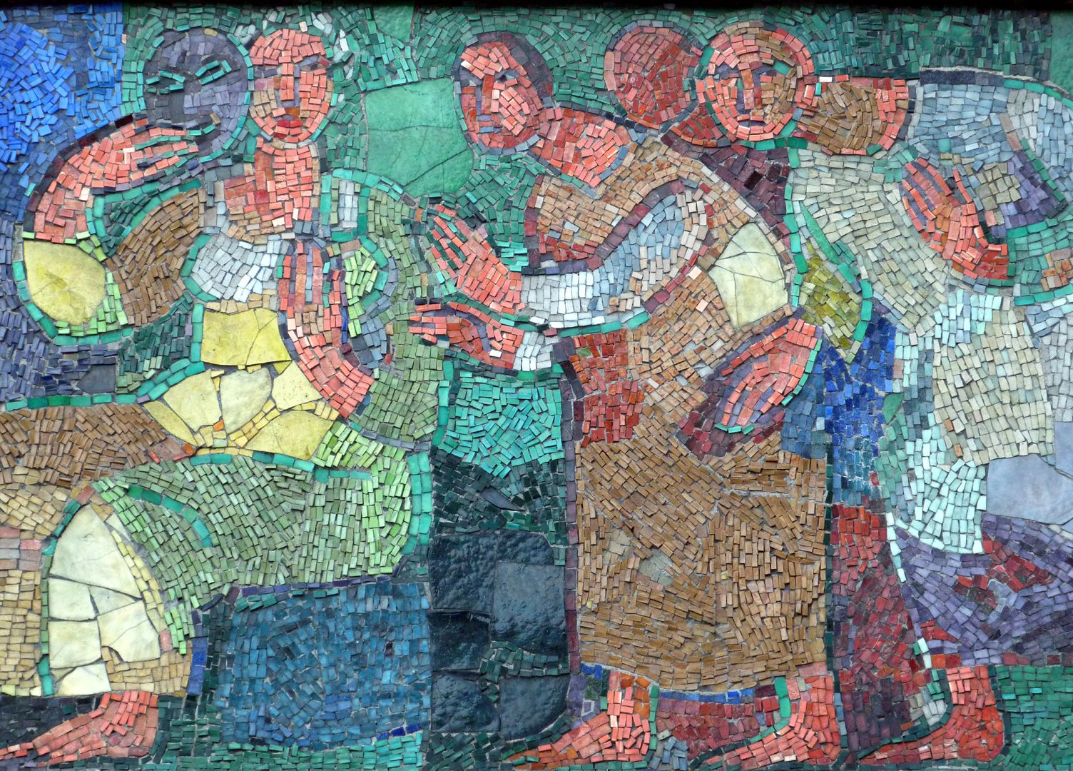 Mosaik am Hauptmarkt in Nürnberg "Frau mit Maske"