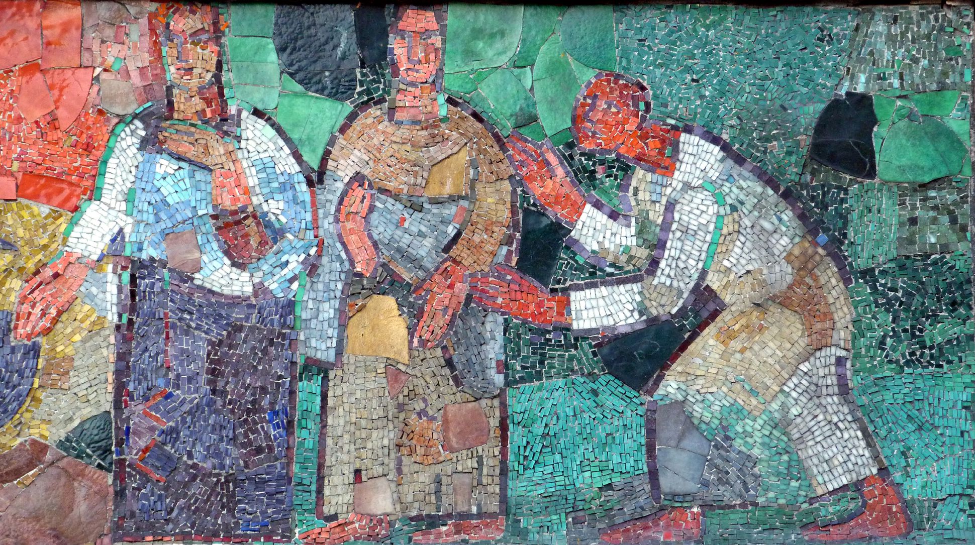 Mosaik am Hauptmarkt in Nürnberg Abschlussszene des westlichen Mosaikbandes