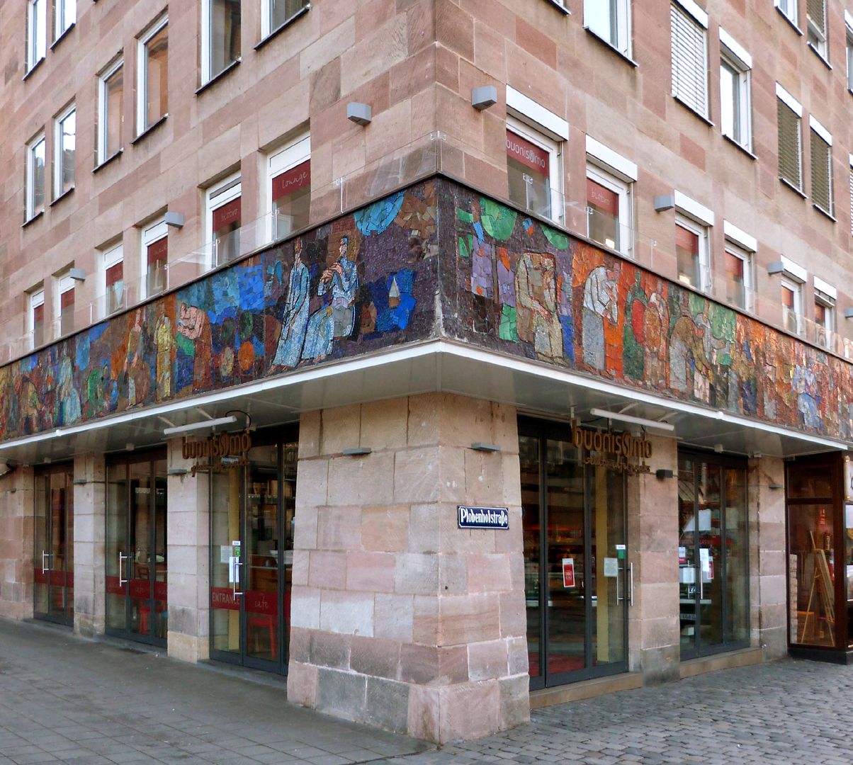 Mosaik am Hauptmarkt in Nürnberg Eckansicht