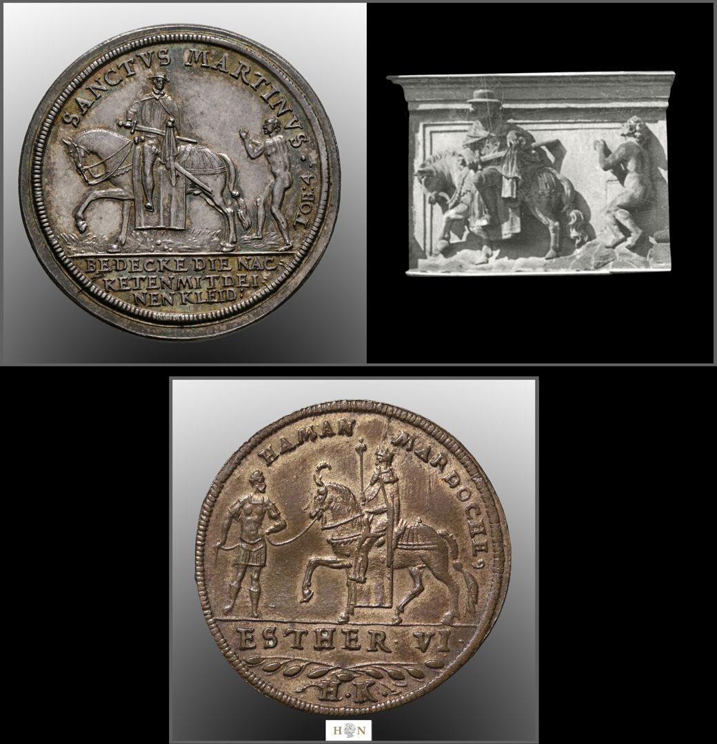 Medaille Martin Peller Vergleichsbild: oben links Peller-Medaille / unten Münze von Krauwinckel