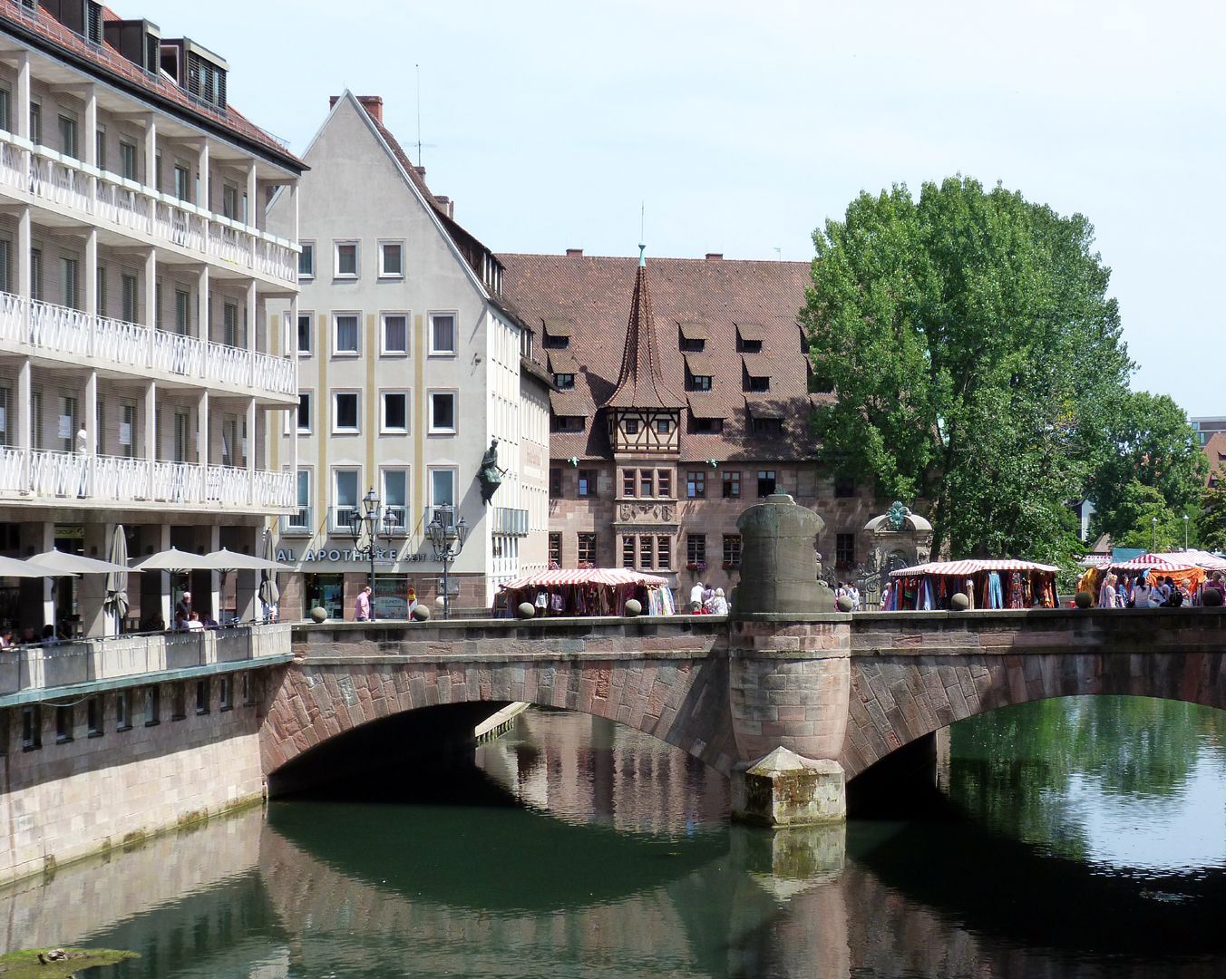 Kanzeln der Museumsbrücke mit Inschriften Museumsbrücke von Westen, Ortsansicht