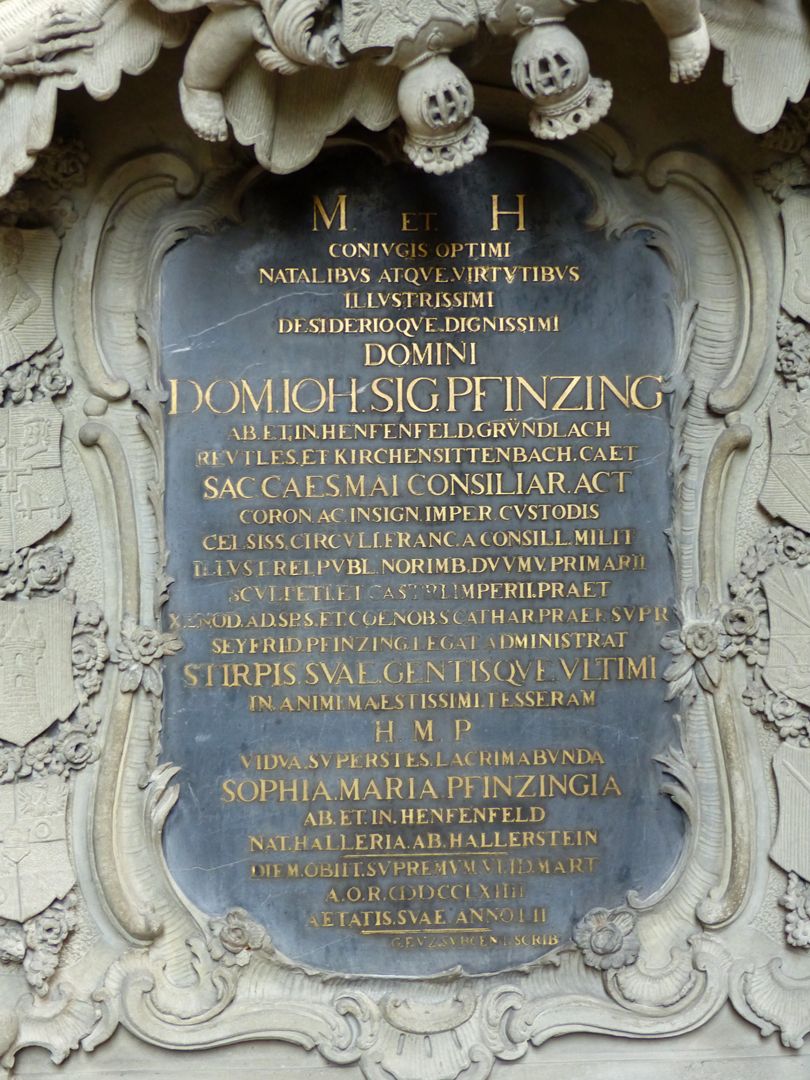 Grabmal des Johann Sigmund Pfinzing (Großgründlach) Inschrift