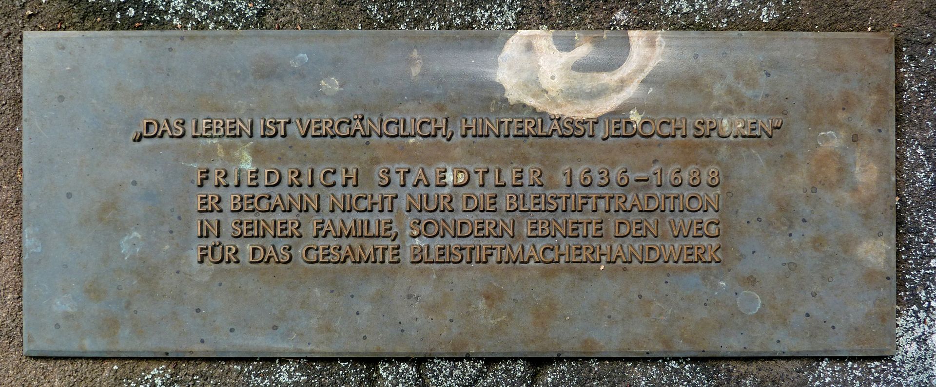 Friedrich Staedtler Grabstätte Inschrift