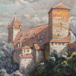 <Kaiserstallung mit Luginsland und Fünfeckturm