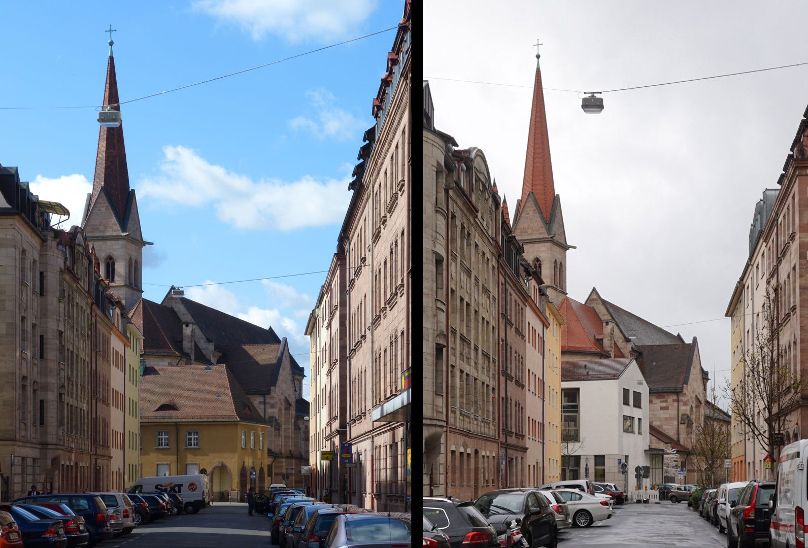 Herz-Jesu-Kirche Bildvergleich mit Neubau des Gemeindezentrums / 2008 und 2026