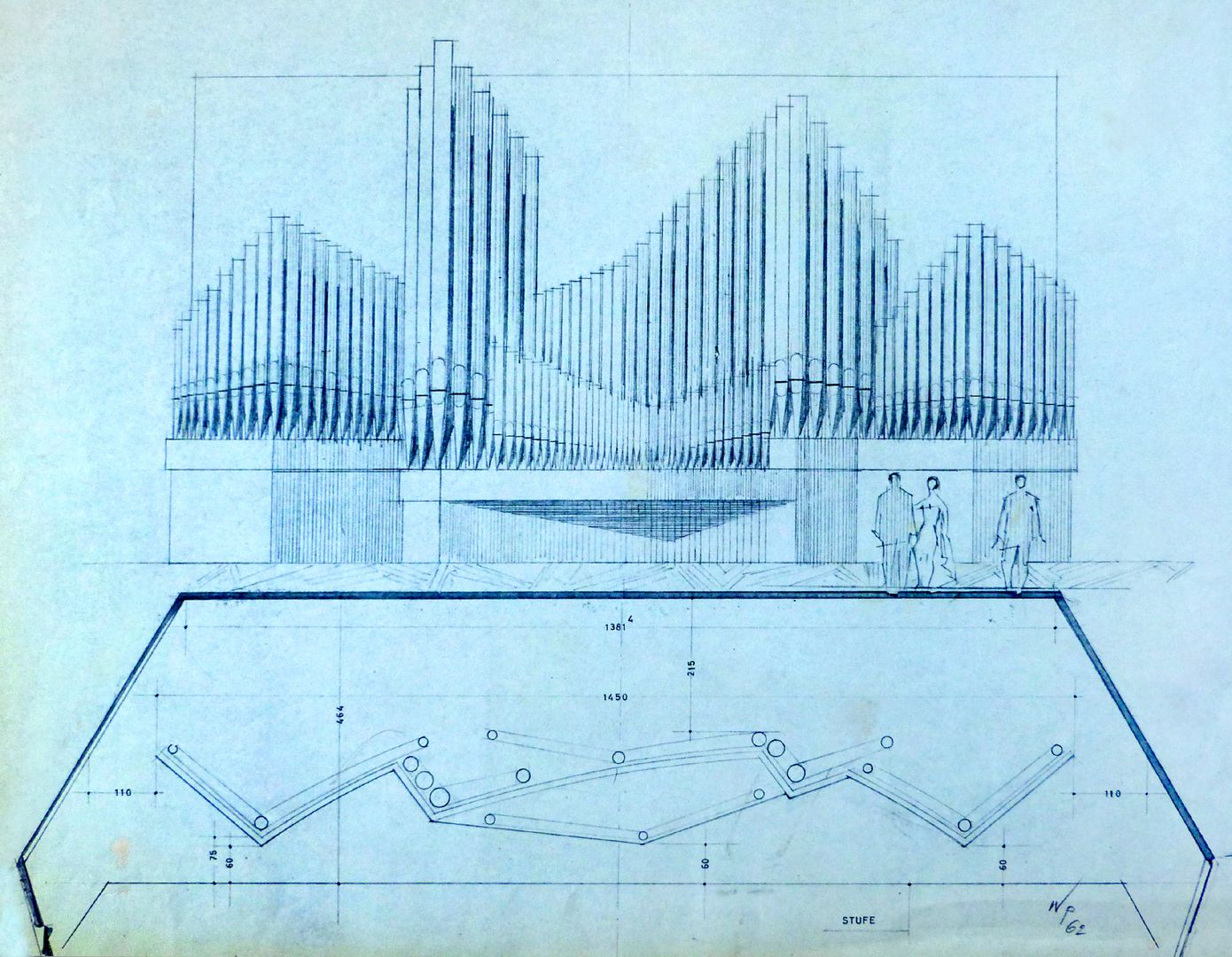 Orgelprospekt in der Meistersingerhalle Nürnberg Orgelprospekt und Grundriss