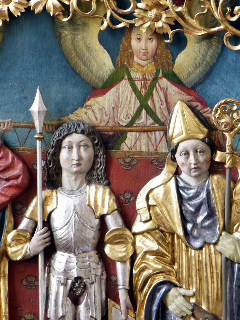 Osternoher Altar linker Flügel, Detail: Hll. Georg und Ägidius