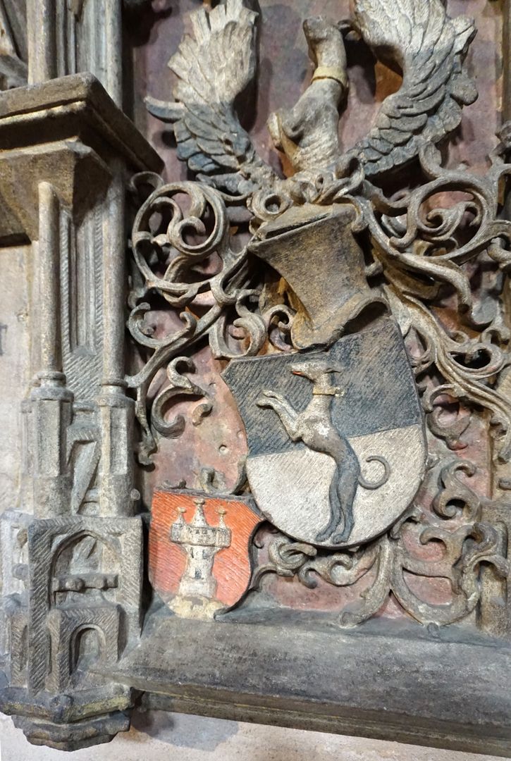 Peringsdörffer-Epitaph Wappen Peringsdörffer mit Beischild Harsdörffer, Detail