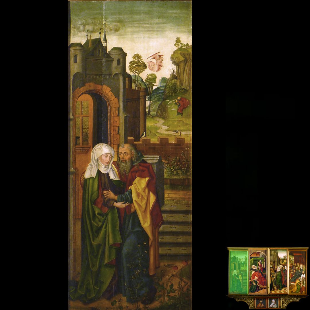 Peringsdörffer Retabel 2. Wandlung, Anna und Joachim an der Goldenen Pforte