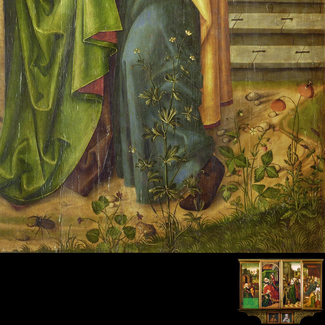 Peringsdörffer Retabel 2. Wandlung, Anna und Joachim an der Goldenen Pforte, Detail