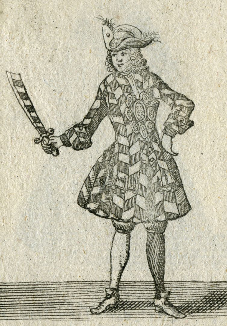 Maitre gaufer enjouant les tireurs / Der Pritschen-Meister beÿ dem Silber-Schiessen Blattnummer 20, Detailansicht