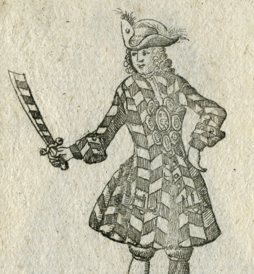 Maitre gaufer enjouant les tireurs / Der Pritschen-Meister beÿ dem Silber-Schiessen Blattnummer 20, Detailansicht