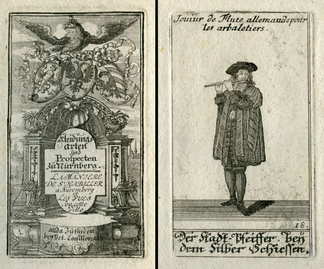 Jouiur de Flute allemande pour les arbaletiers / Der Stadt-Pfeiffer beÿ dem Silber Schiessen Titelblatt / Blattnummer 18