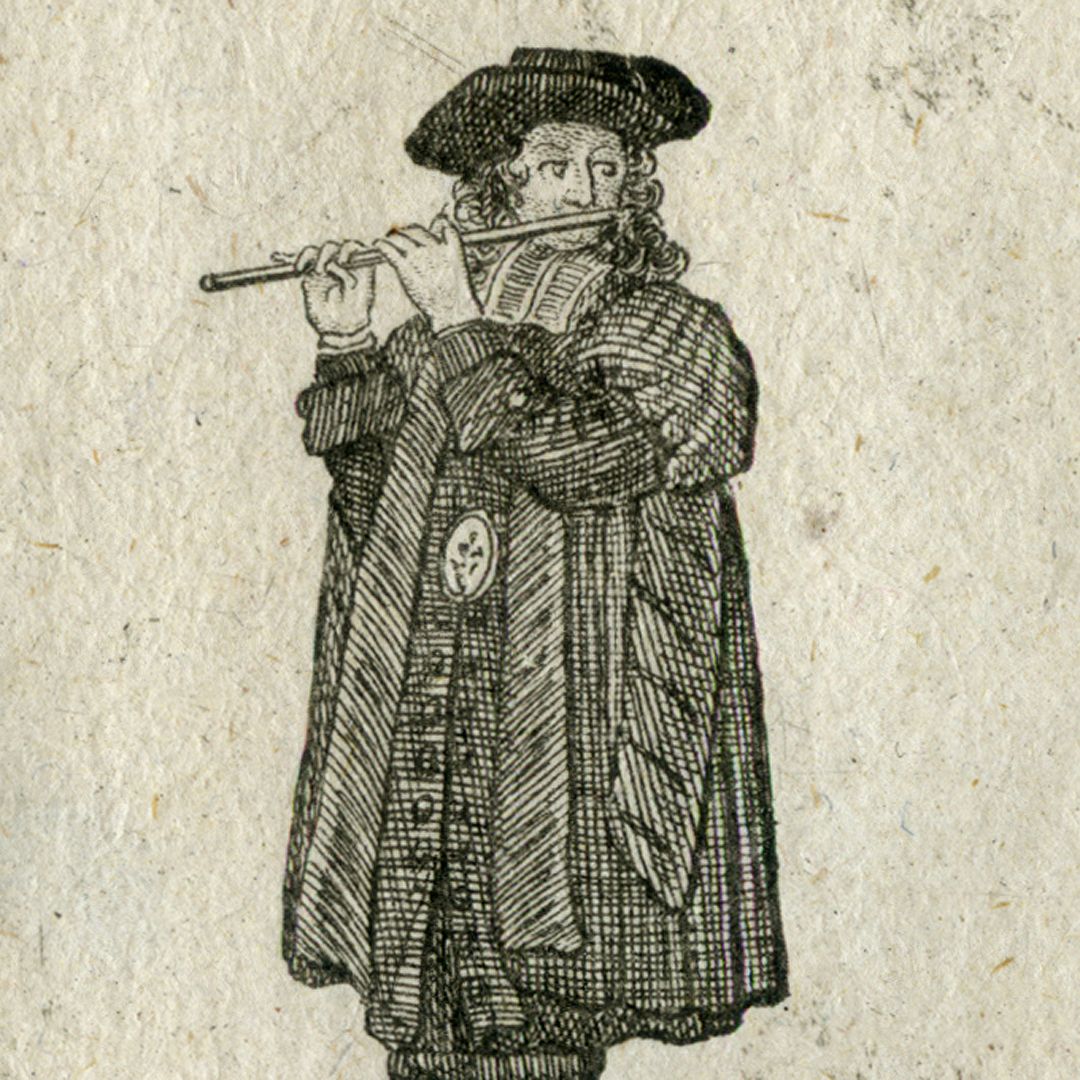 Jouiur de Flute allemande pour les arbaletiers / Der Stadt-Pfeiffer beÿ dem Silber Schiessen Blattnummer 18, Detailansicht