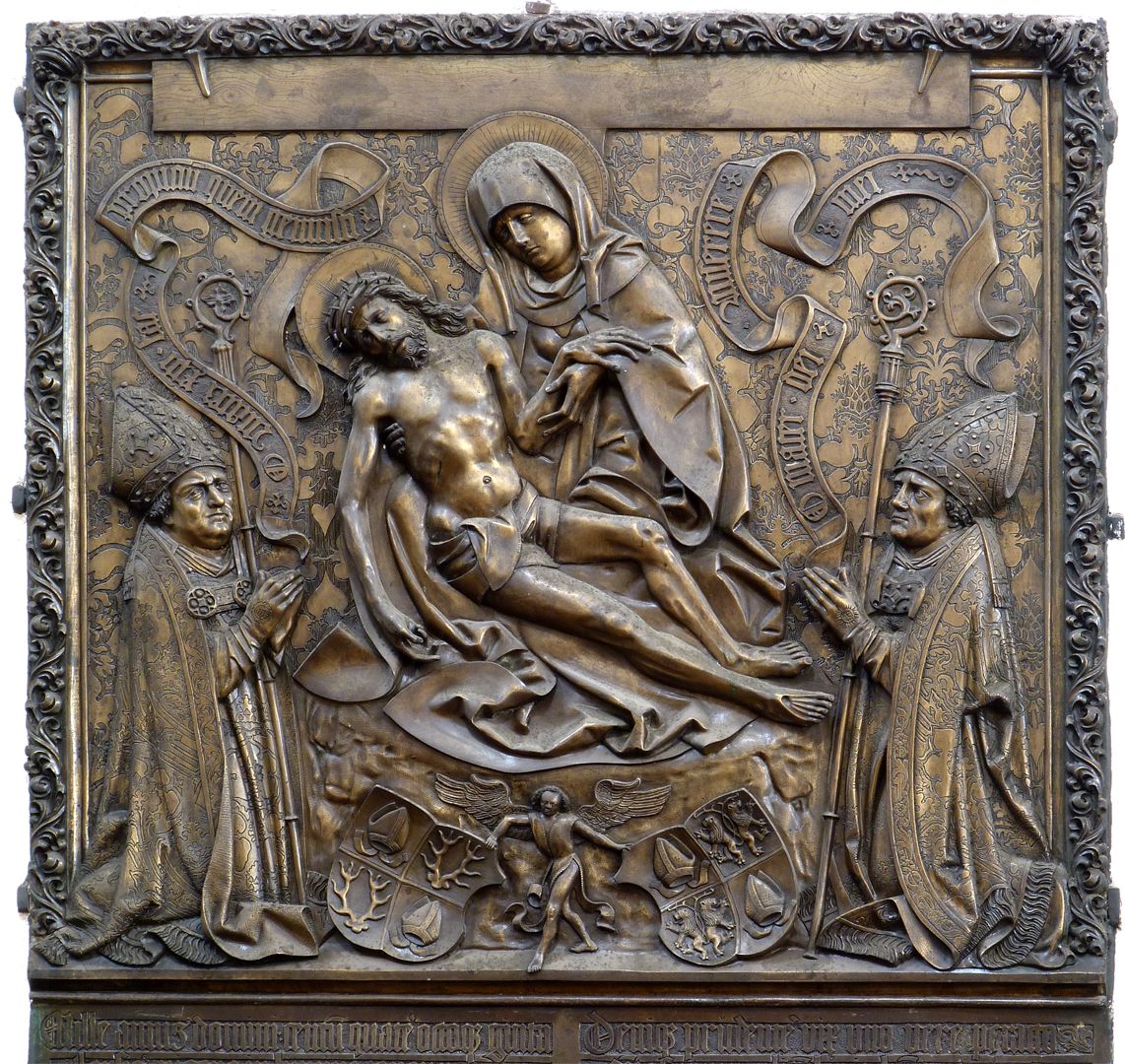 Johannes von Hürnheim und Albrecht von Rechberg obere Platte mit der Beweinung Christi von Johannes von Hürnheim und Albrecht von Rechberg flankiert