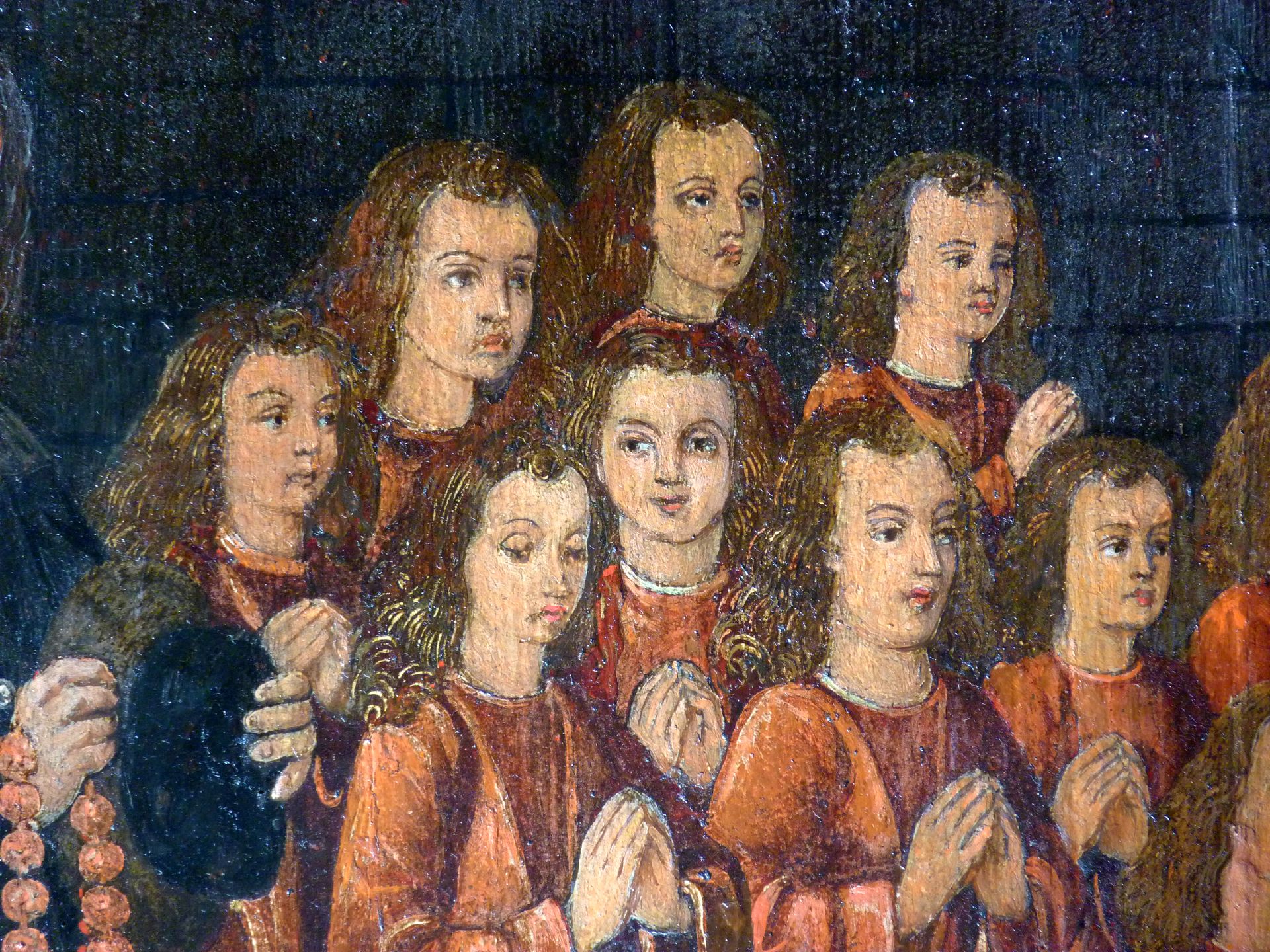 Petersaltar Antependium vor dem Stipes, Detailansicht mit den Söhnen des Nikolaus Topler zur Rechten Petri, Detail