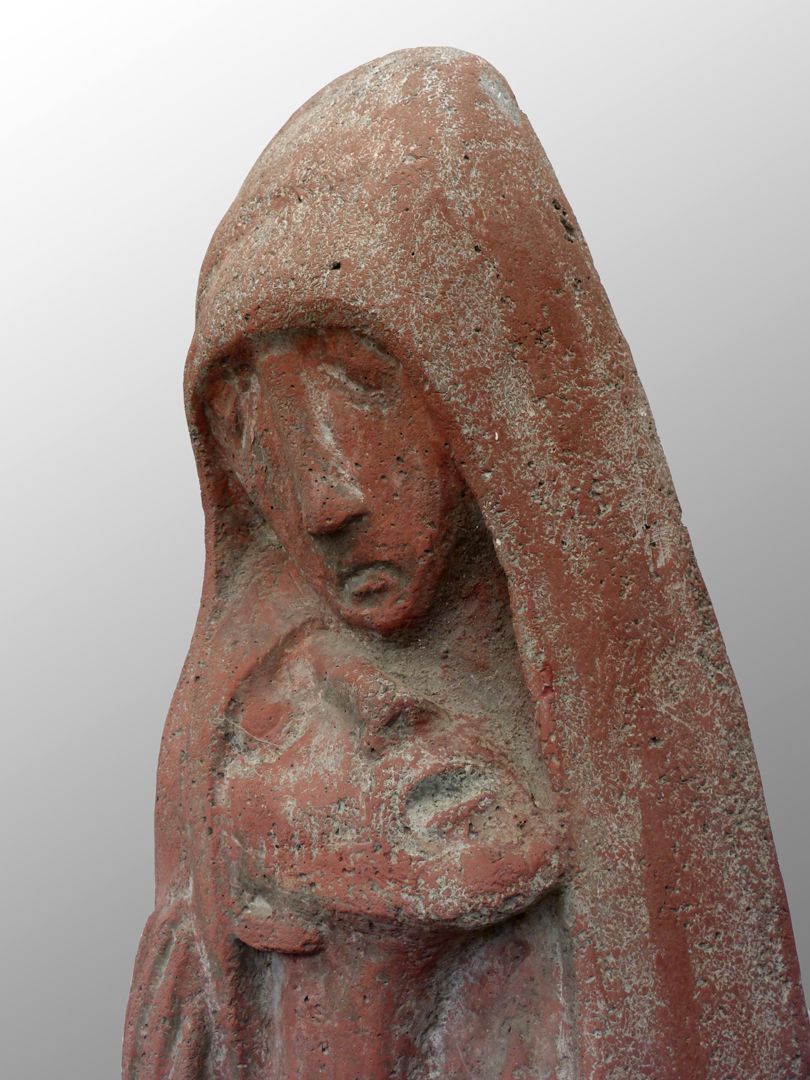 Pietà Köpfe von Maria und Jesus, rechte seitliche Ansicht