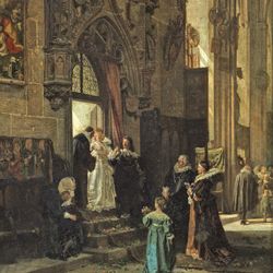 Hochzeitsgesellschaft unter dem Behaim-Chörlein von St. Lorenz