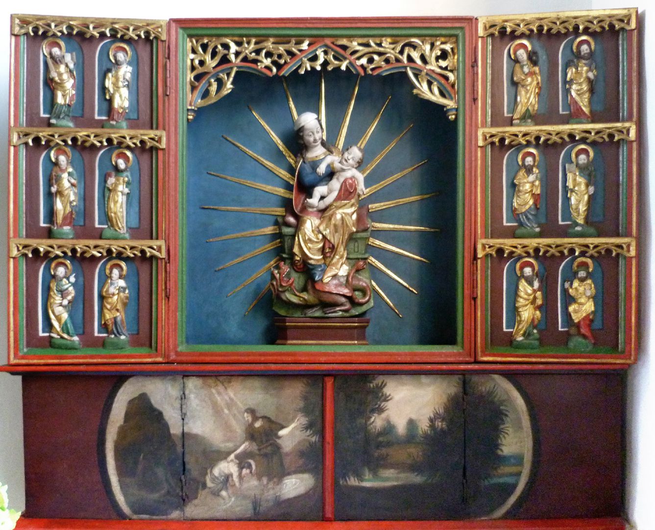 Puschendorfer Marienaltar Gesamtansicht mit geschlossener Predella