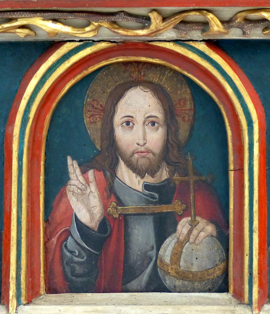 Puschendorfer Hochaltarretabel Predella, Segnender Christus
