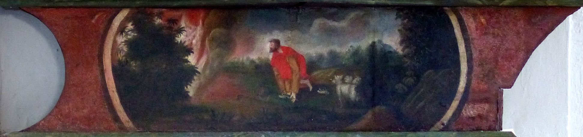 Puschendorfer Pestaltar gemalte barocke Predella aus dem 18. Jh.