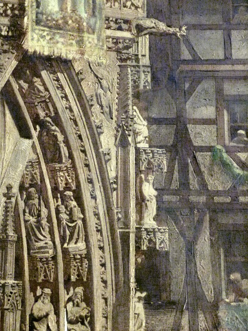 Die Einbringung der Reichskleinodien in Nürnberg am 22. März 1424 Frauenkirche, Portal, Detail