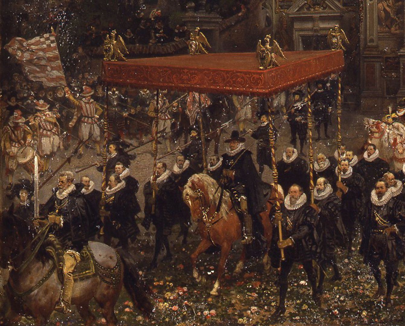 Auszug des Kaisers Matthias aus Nürnberg 1612 Der Kaiser zu Pferde unter einem von Patriziern getragenen Himmel