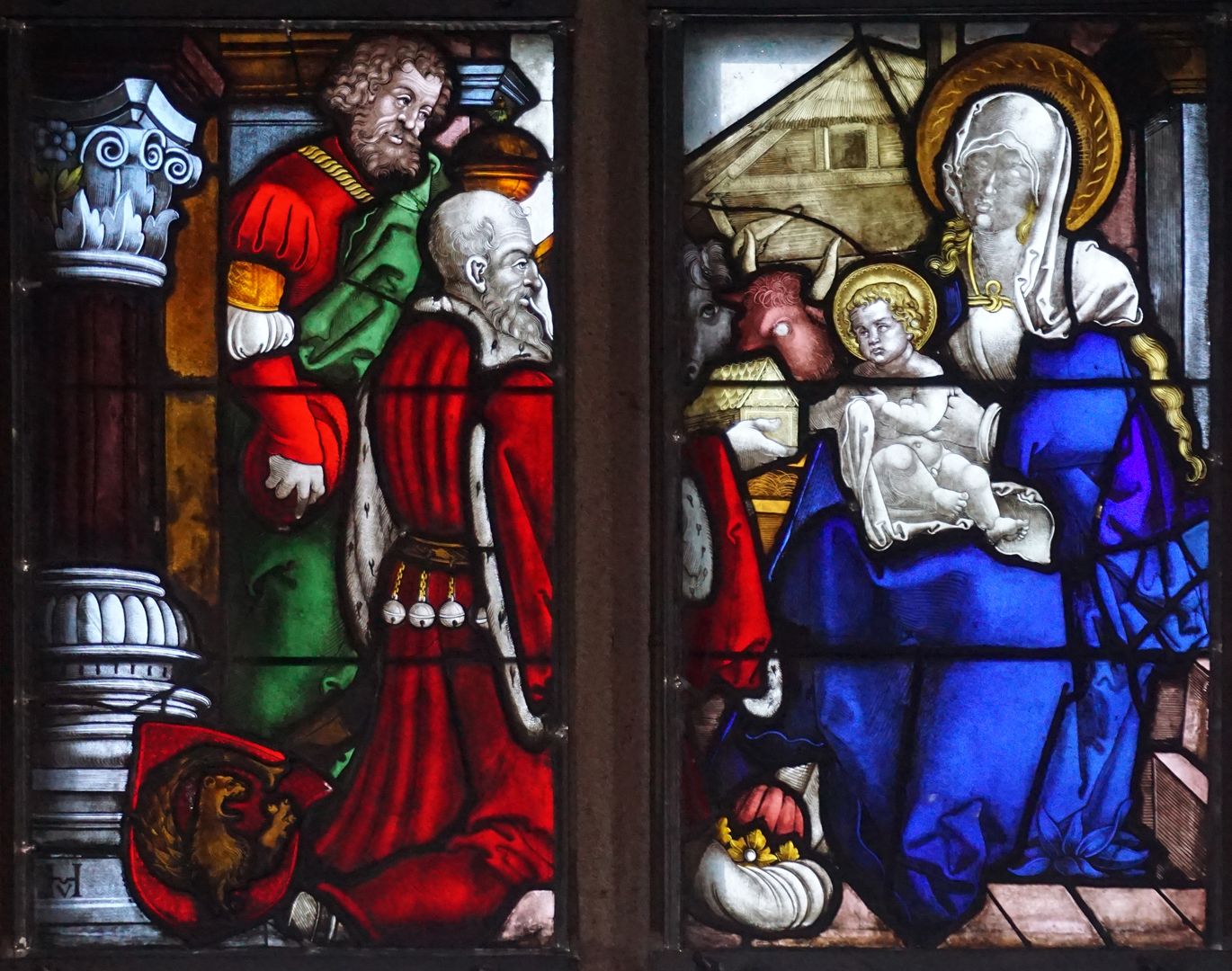 Rochuskapelle / Fenster nIII / Anbetung der Könige Detailansicht