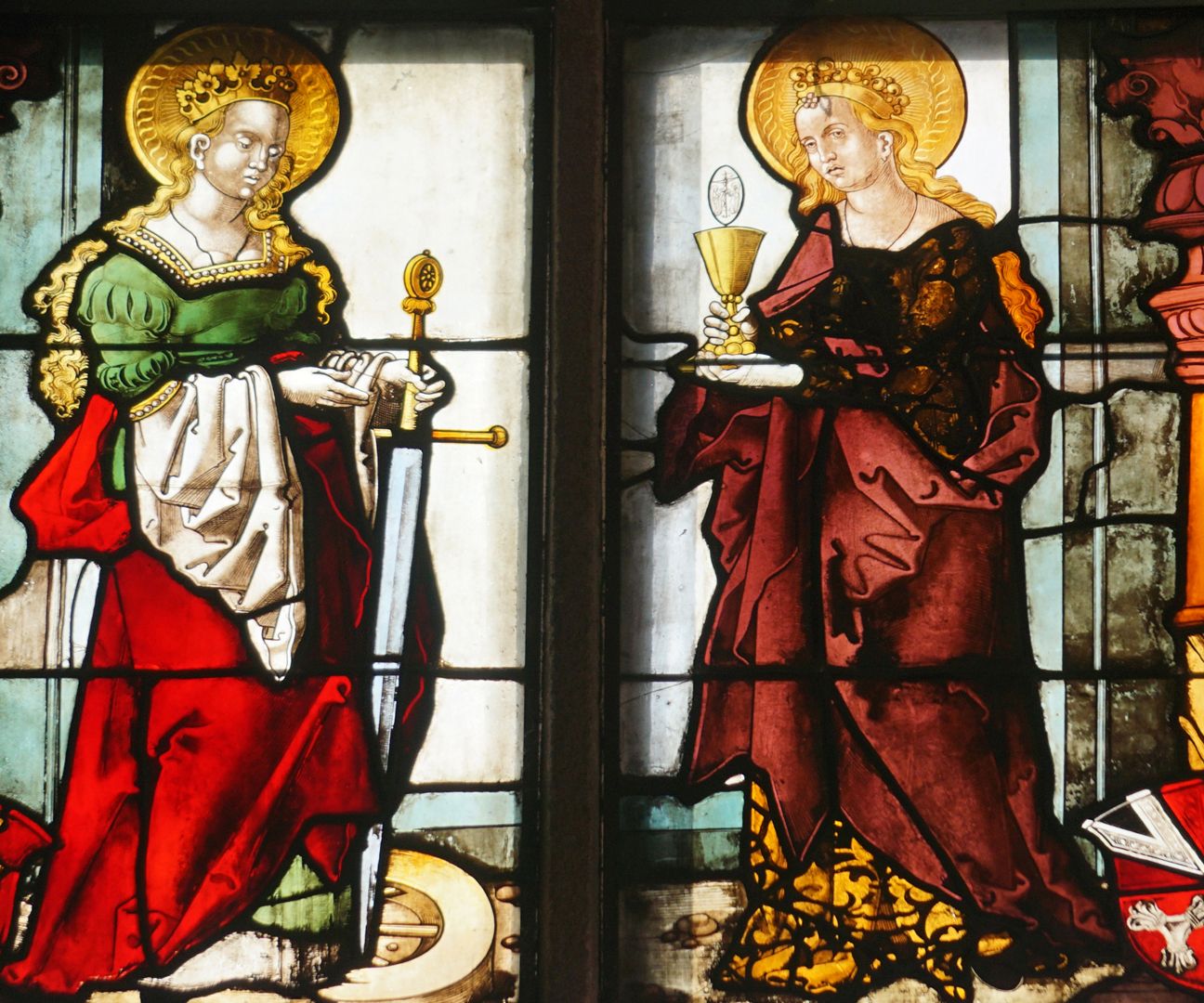 Rochuskapelle / Fenster sIII / Hll. Katharina und Barbara Detailansicht