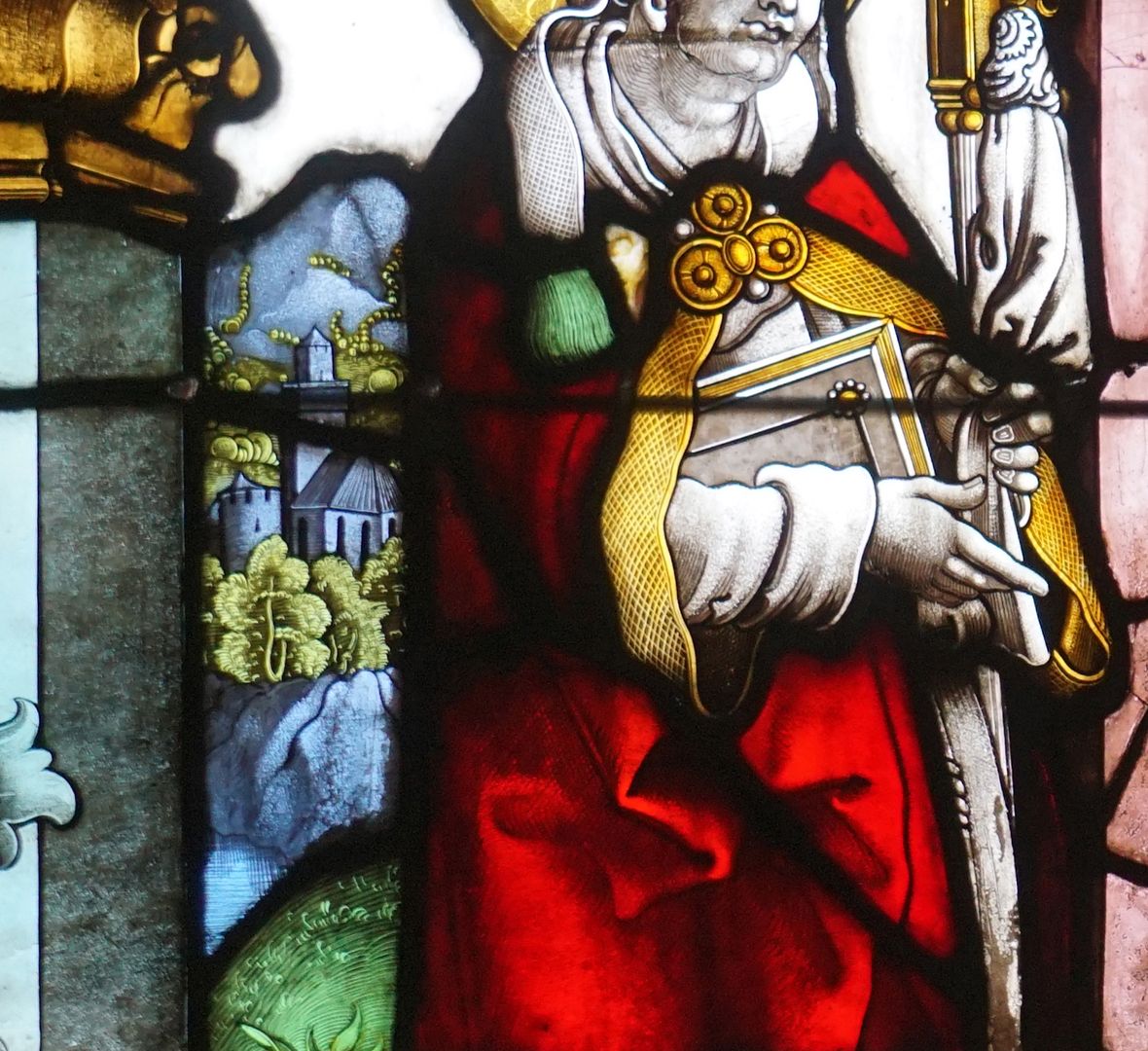 Rochuskapelle / Fenster nV / Hll. Ludwig und Franziskus Hl. Ludwig, Detailansicht