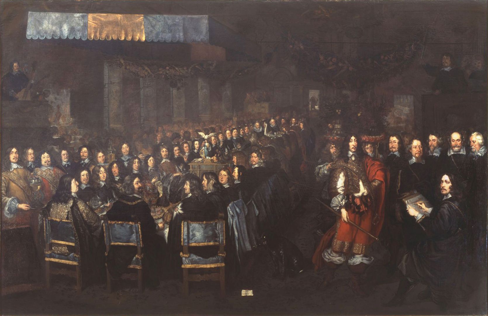 Das Friedensmahl im großen Rathaussaal zu Nürnberg am 25.9.1649 