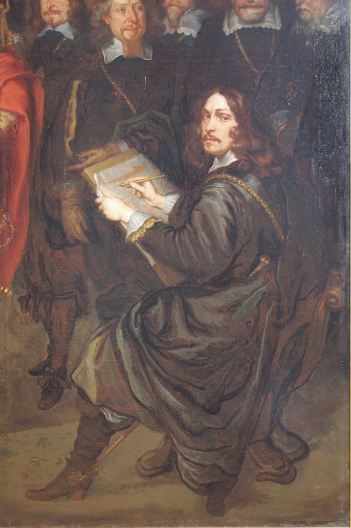 Das Friedensmahl im großen Rathaussaal zu Nürnberg am 25.9.1649 Detail mit Selbstbildnis des Künstlers