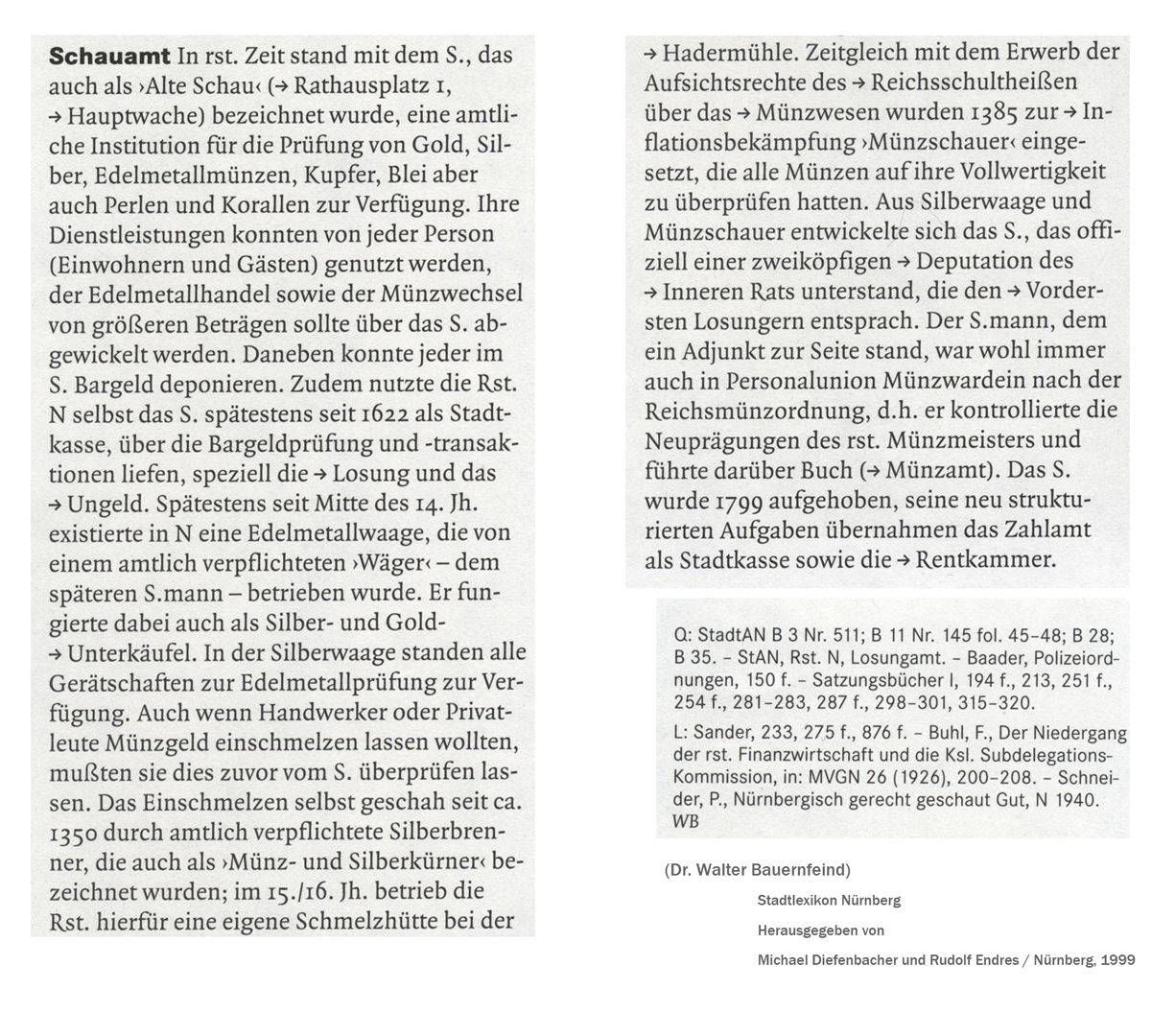 Die Schau Eintrag im Stadtlexikon Nürnberg