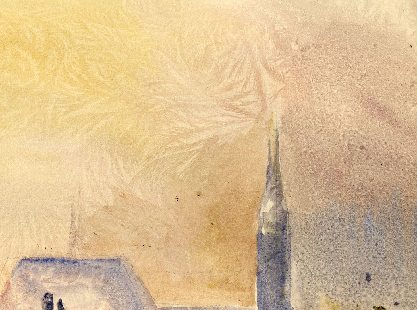 Dachlandschaft der Sebalder Altstadt mit Rathaus und St. Sebalduskirche Detailansicht mit Eisblumen