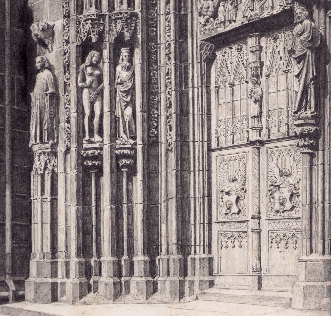 Nördliche Tür des Hauptportals der Lorenzkirche Detail