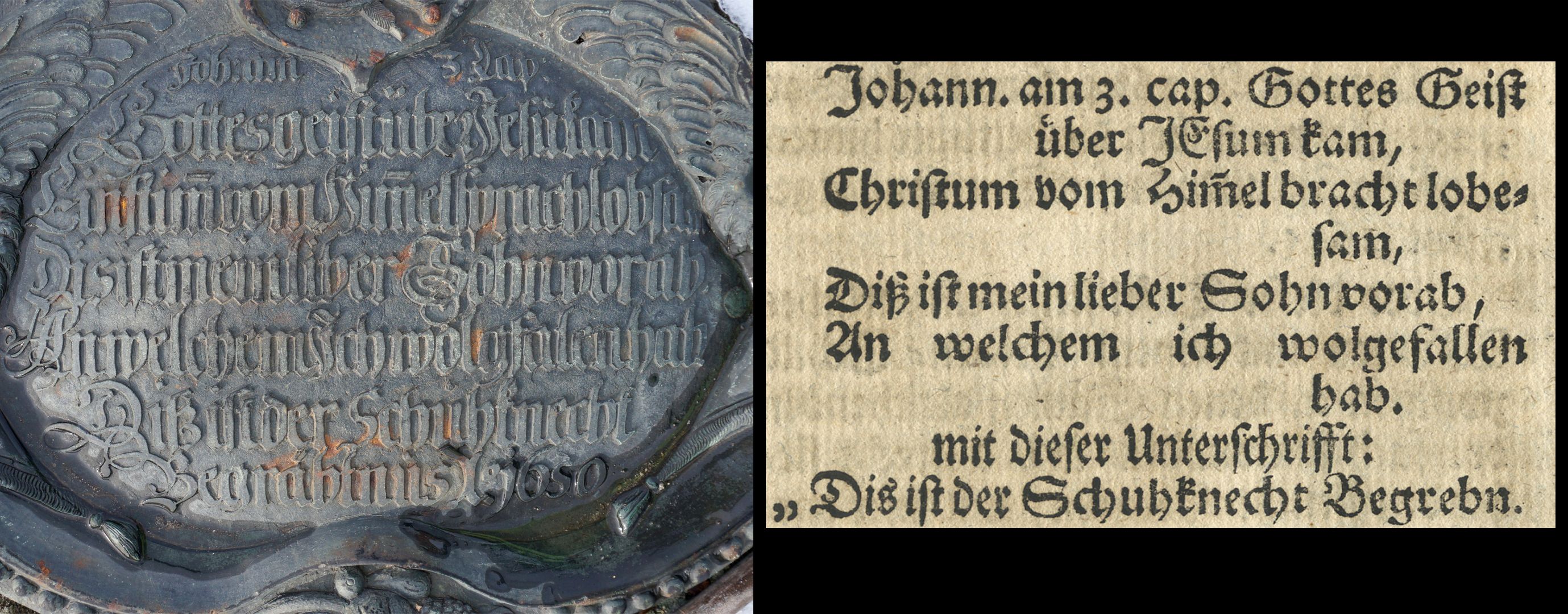 Epitaph der Schuhknechte (Schustergesellen) Inschrift
