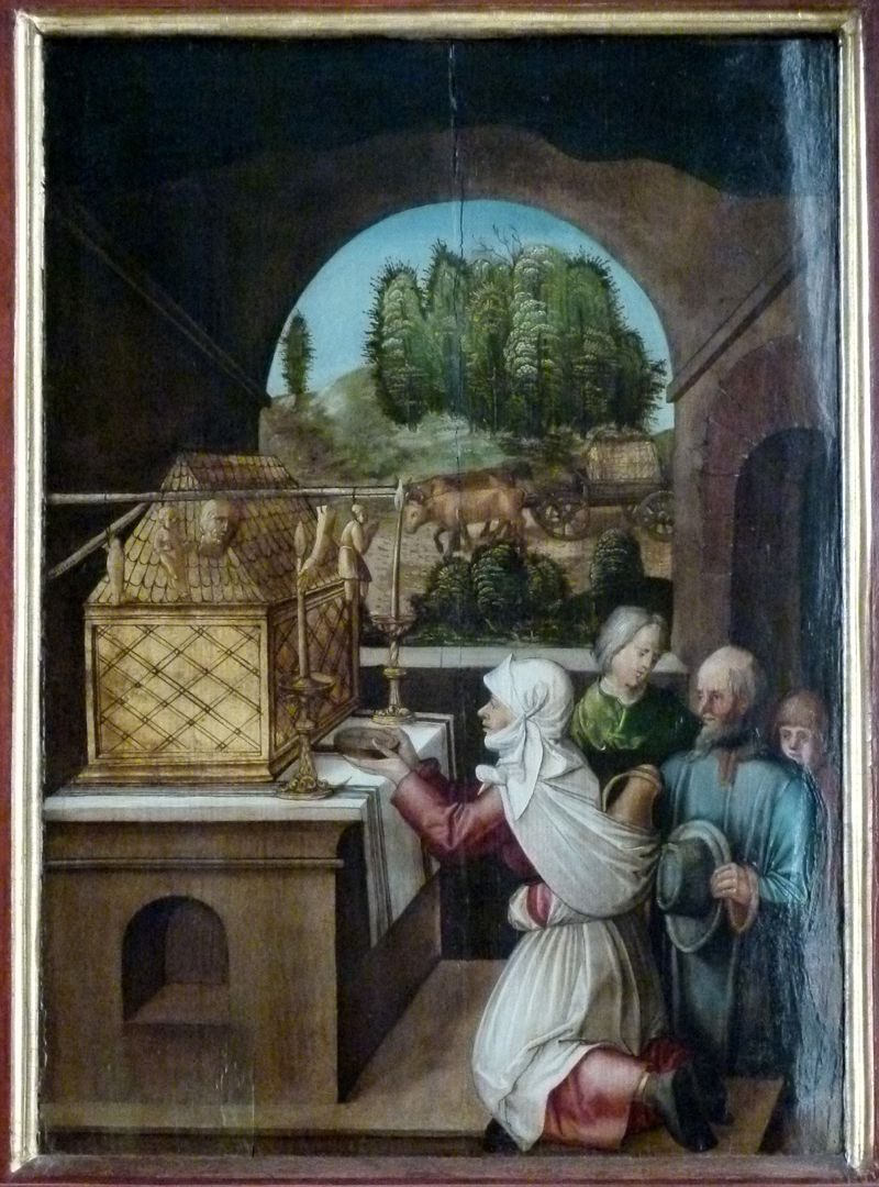 Sebaldus Altar linker Flügel, innen oben, Ankunft und Verehrung der Reliquien des hl. Sebald