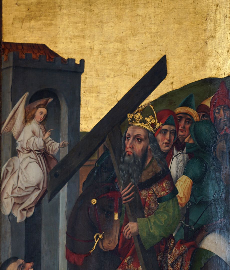 Kreuz-Altar rechter Schreinflügel: Kaiser Heraclius von Byzanz, der das verlorene Kreuz wieder zurück nach Jerusalem bringt. / Detail