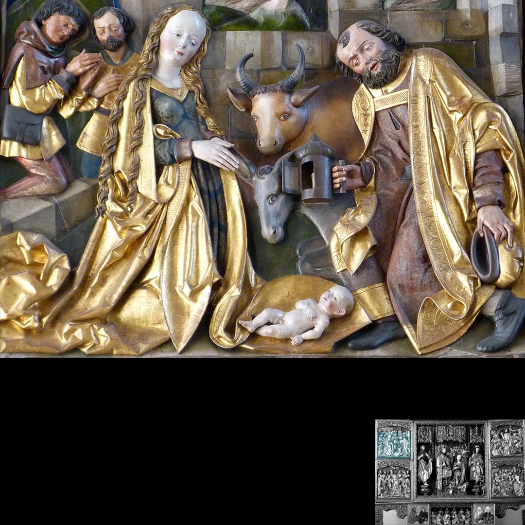 Hochaltar / Schwabach linker Flügel, oben: Geburt Jesu, Detail