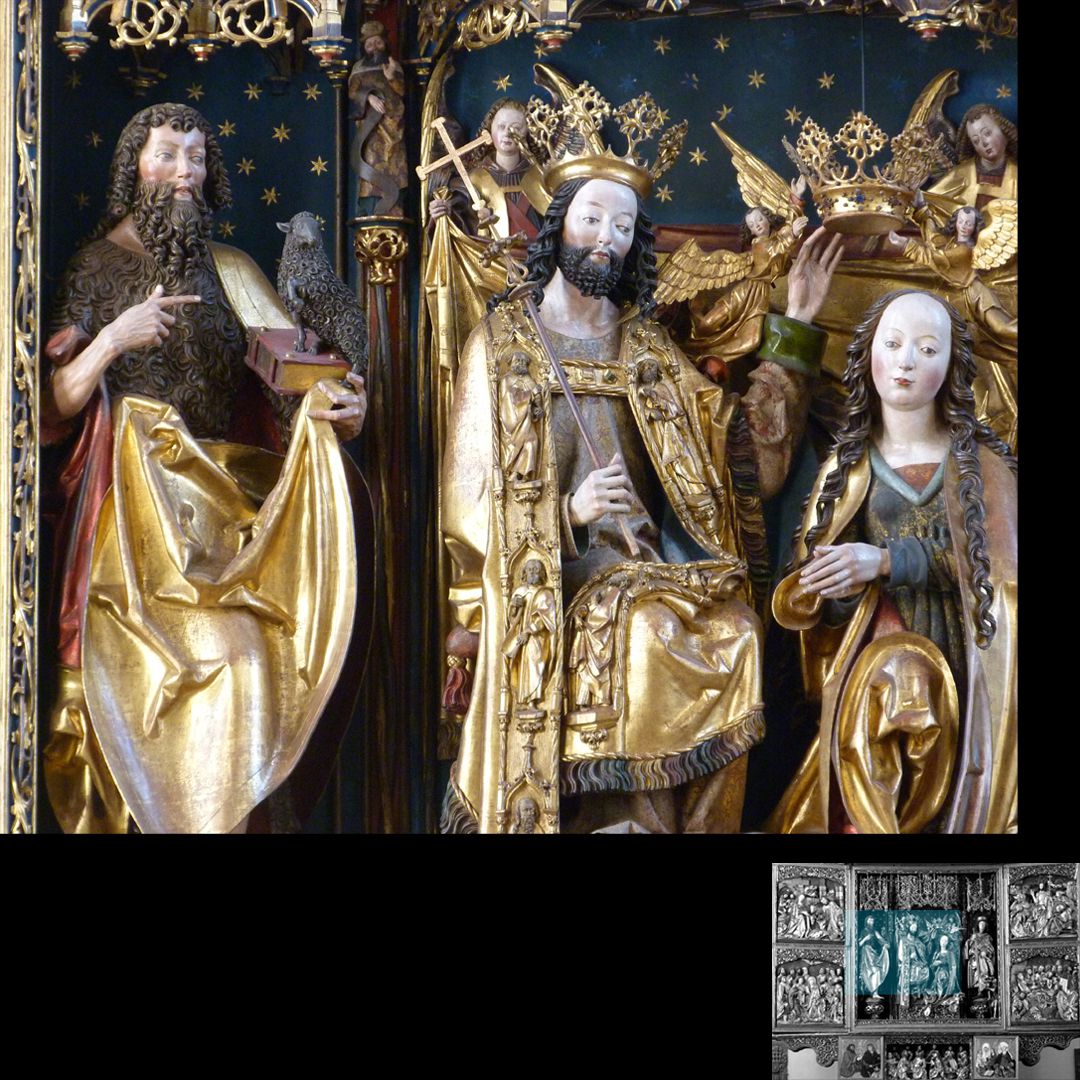 Hochaltar / Schwabach Johannes der Täufer, Christus und Maria