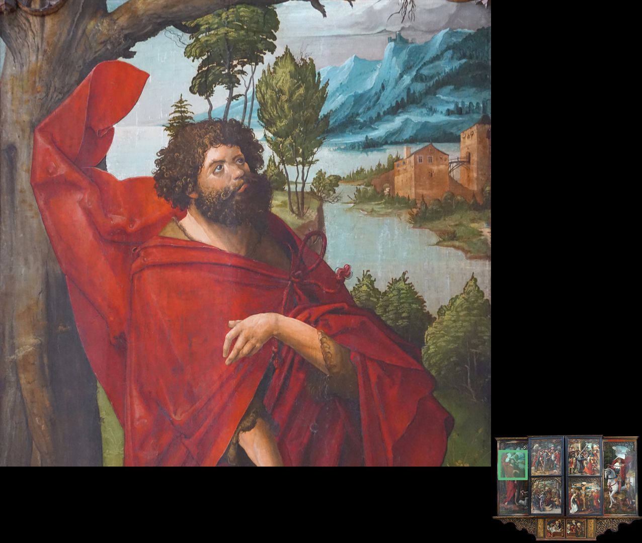 Hochaltar / Schwabach / zweite Wandlung Johannes der Täufer und das Lamm, Detail