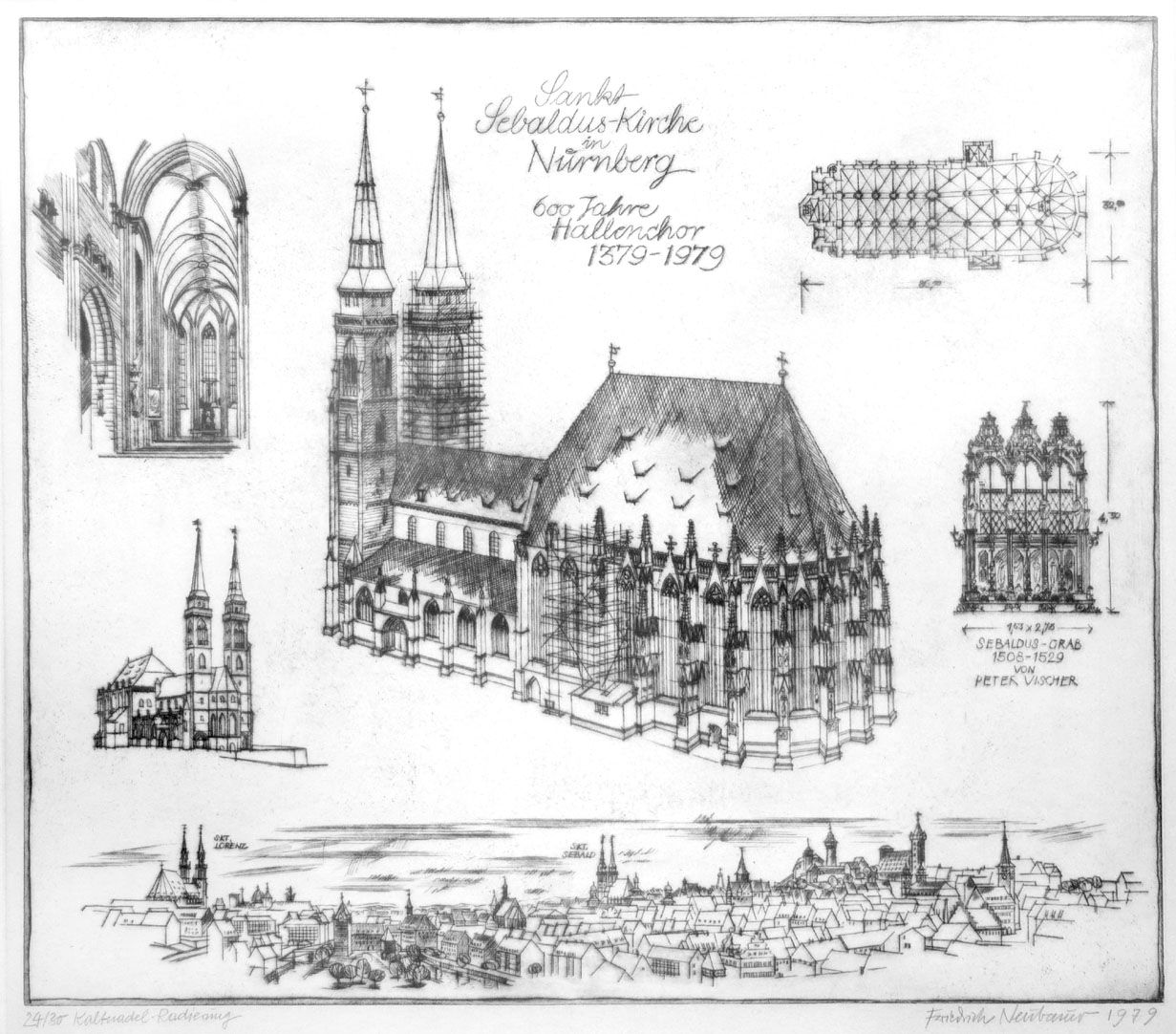 Sankt Sebalduskirche in Nürnberg, 600 Jahre Hallenchor, 1379 - 1979 Gesamtansicht