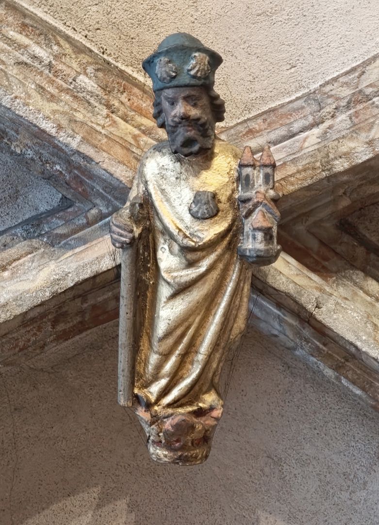 Sebalduskirche als Architektur Gewölbe der unteren Sakristei, Sebald als Schlussstein