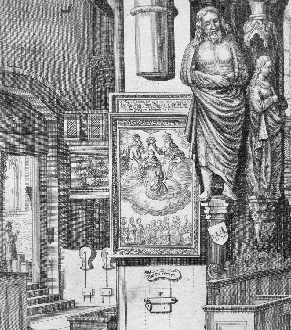 „Urbis Norimbergensis Insigniorum Templorum …“ St. Sebald linke Bildhälfte, Detailansicht